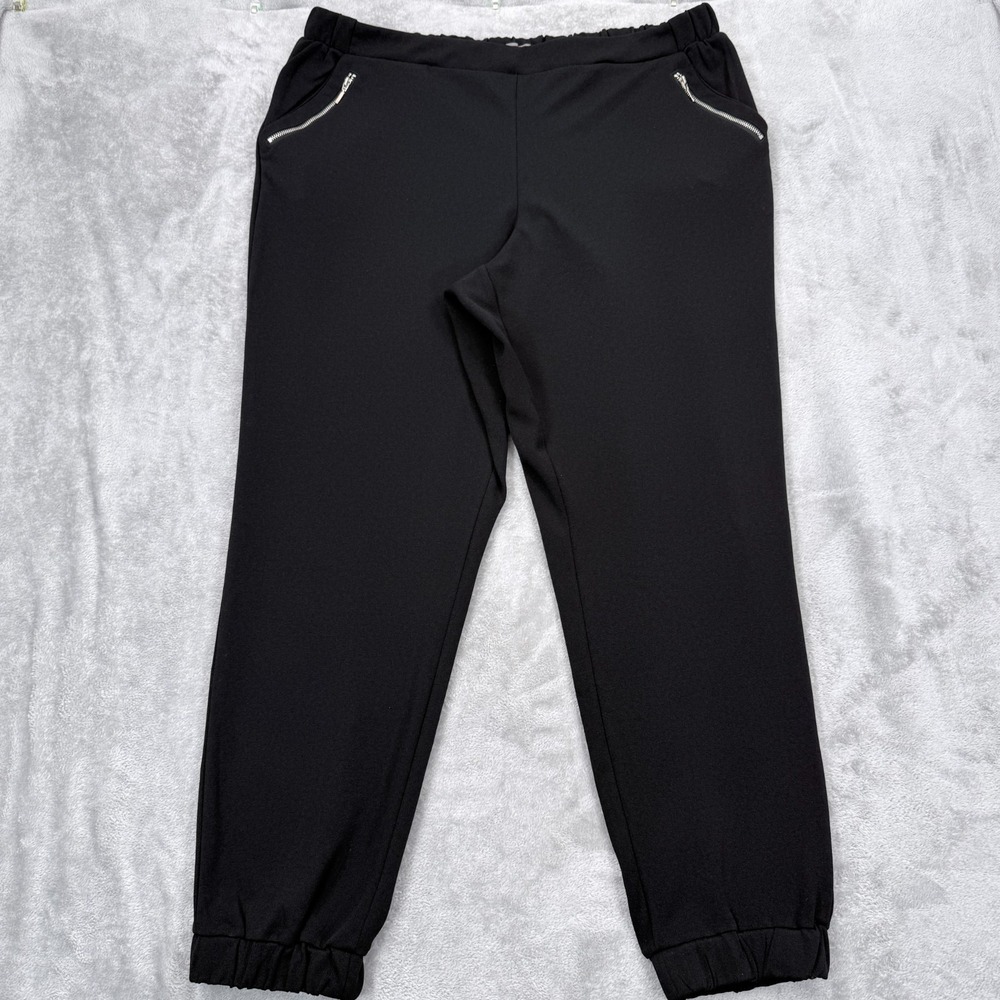 Maurices‎ High Rise Crepe Jogger Pants Womens XL Black Zip Pocket Tapered Leg